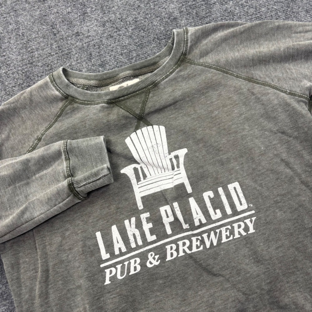Blue 84 Sweatshirt Medium Gray Lake‎ Placid Pub & Brewery Raglan Mens